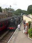 30926 Repton arrives at Goathland, with a 12 Year Old Driving!