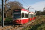 Tramlink 2535 approaching Lloyd Park on a Wimbledon service