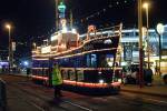 Illuminated Blackpool Trawler Tram 737 at the Pleasure Beach