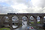 76079 crosses Accrington viaduct with  the Cottonmills express