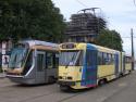 New And Old Trams In Bruxelles.
