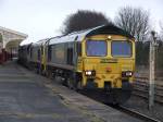 Freightliner 66s # 66603 + 66513 @ Hellifield 24/02/2009