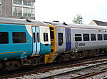 Arriva unitts158289 and 158836 arriving at Newport Wales