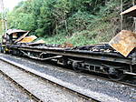 Coach burnt out by vandals at the Avon Valley Railway