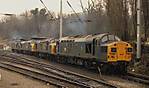 Four class 37/0 locos at Ipswich SP on 8th April 1988.