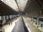 The great roof and platforms of Paddington viewed from the Bishops Bridge R