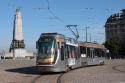 Bombardier Tram Approaching Poelaert In Brussels