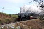 2-8-0 Class 8F WD 90733 approaching Oakworth KWVR 13.02.2009