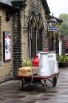Milk churns etc, Oakworth station KWVR