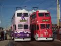 713 And 720, Pleasure Beach, Blackpool Tramway, Uk.
