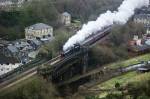 14/12/08 - 45407 crosses the Rochdale Canal on the Gauxholme Viaduct enteri