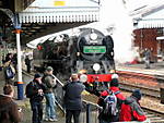 35028.Clan Line .Passing through Salisbury Station.22.03.08.