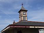 Rawtenstall Station clock tower on 08/06/2008.